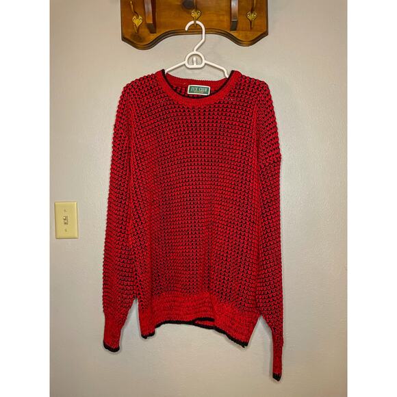 Vintage 90s Ivy Club Red and Black XL Sweater - Picture 2 of 10